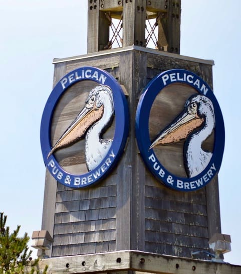 Pelican Brewing's signature brand is displayed prominently at their home location in Pacific City.