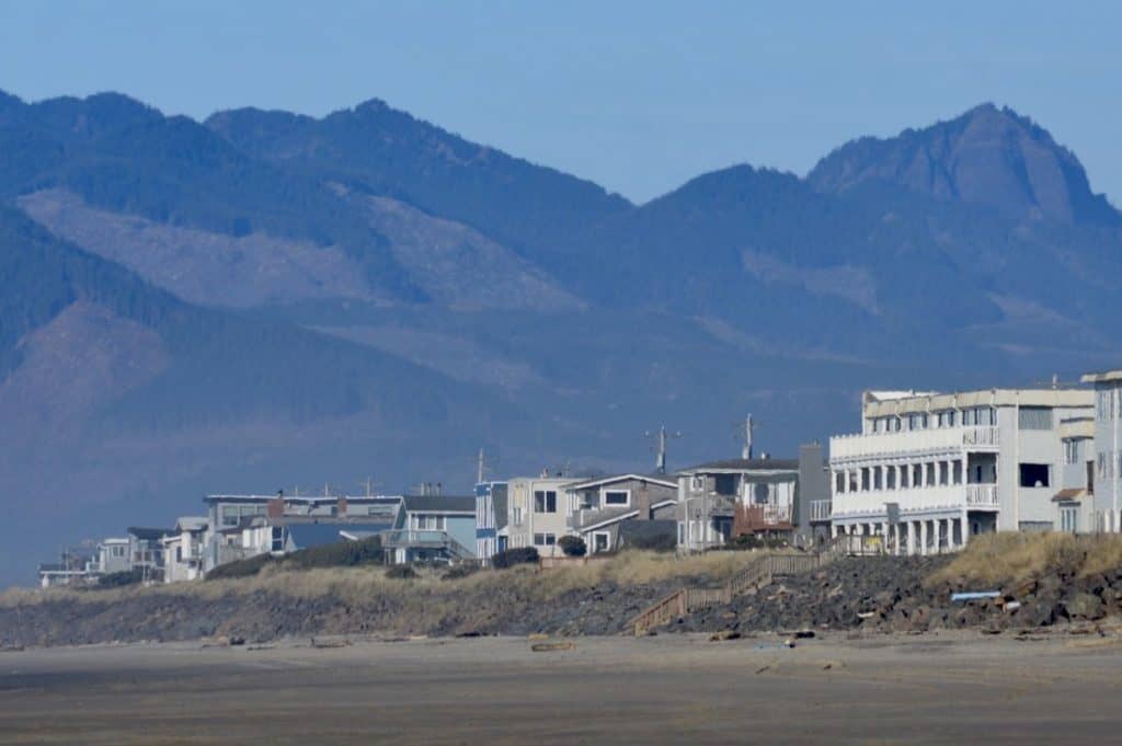 Mountains behind Rockaway Beach.