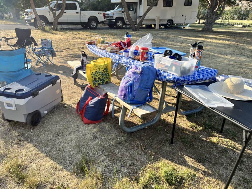 Camping gear at our camp site