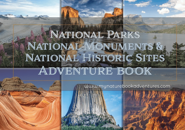 Cover of the National Parks, monuments and historic sites book by My Nature Book Adventures.