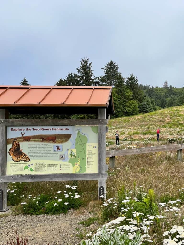Signage in front of the Two Rivers Peninsula area at the Nestucca Bay NWR. 
