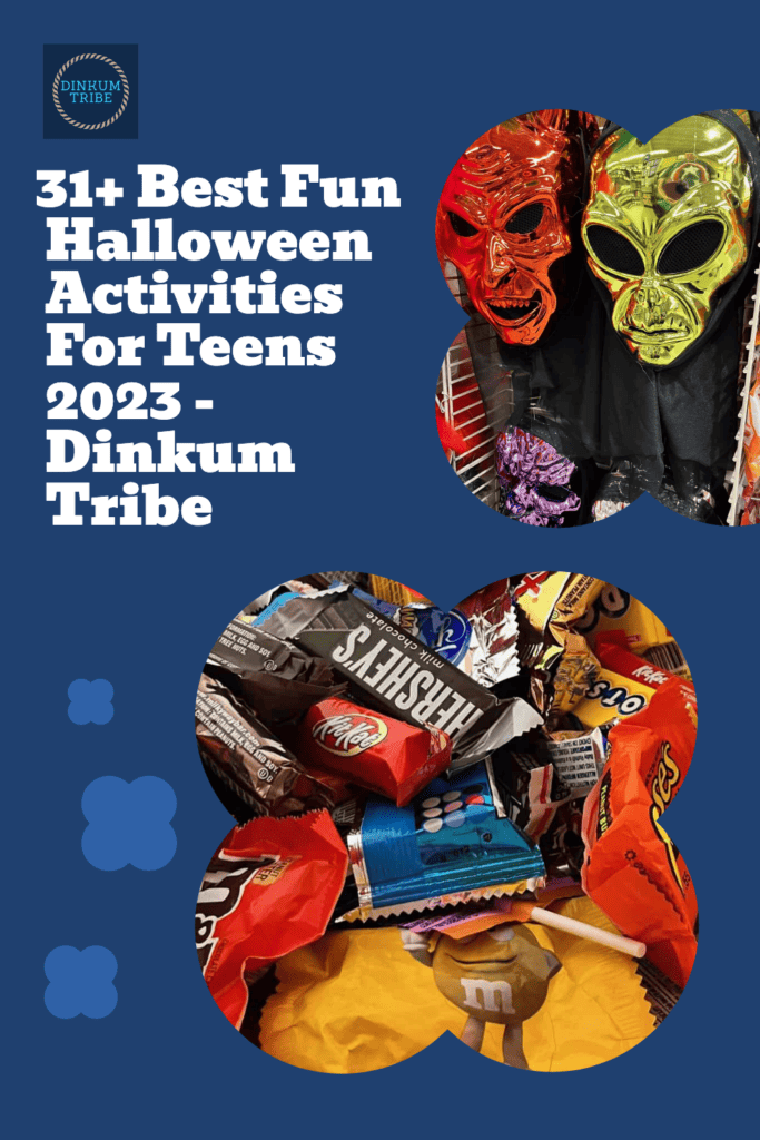 Pinnable collage of Halloween activities for teens