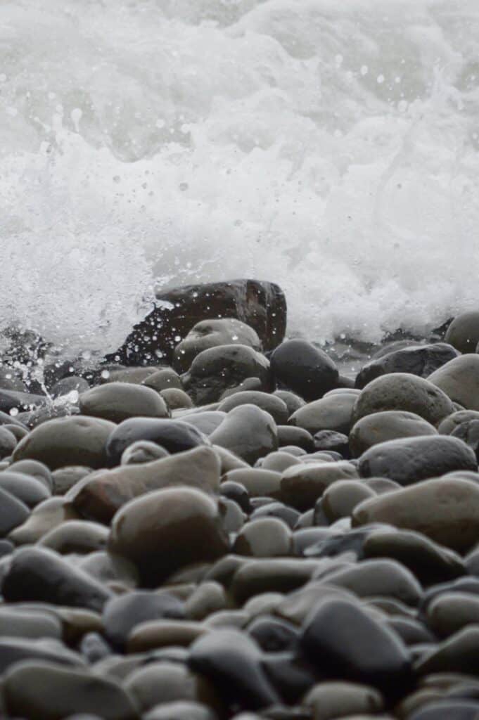 Rocks with incoming tide. 