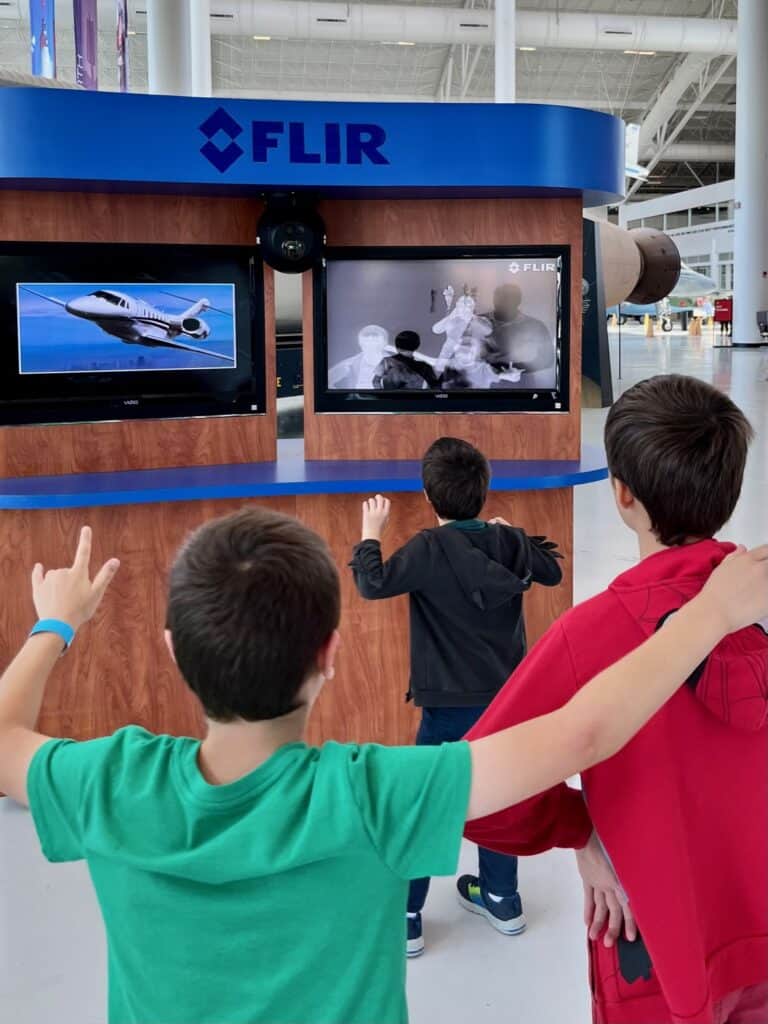 Our boys checking out the infrared display. Kid-friendly things to do in McMinnville Oregon.