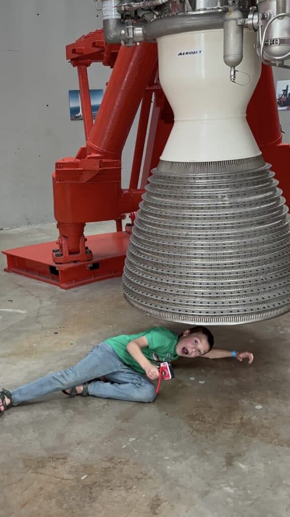 Our son underneath the Titan II rocket base.