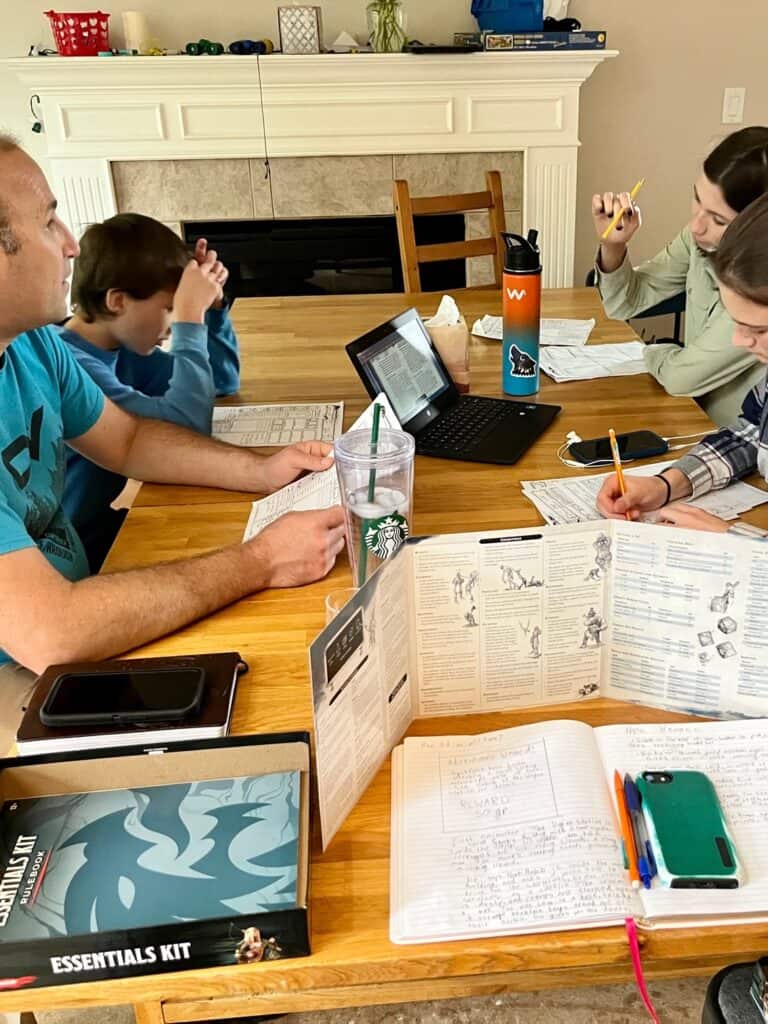 Brian and our older kids playing Dungeons and Dragons.