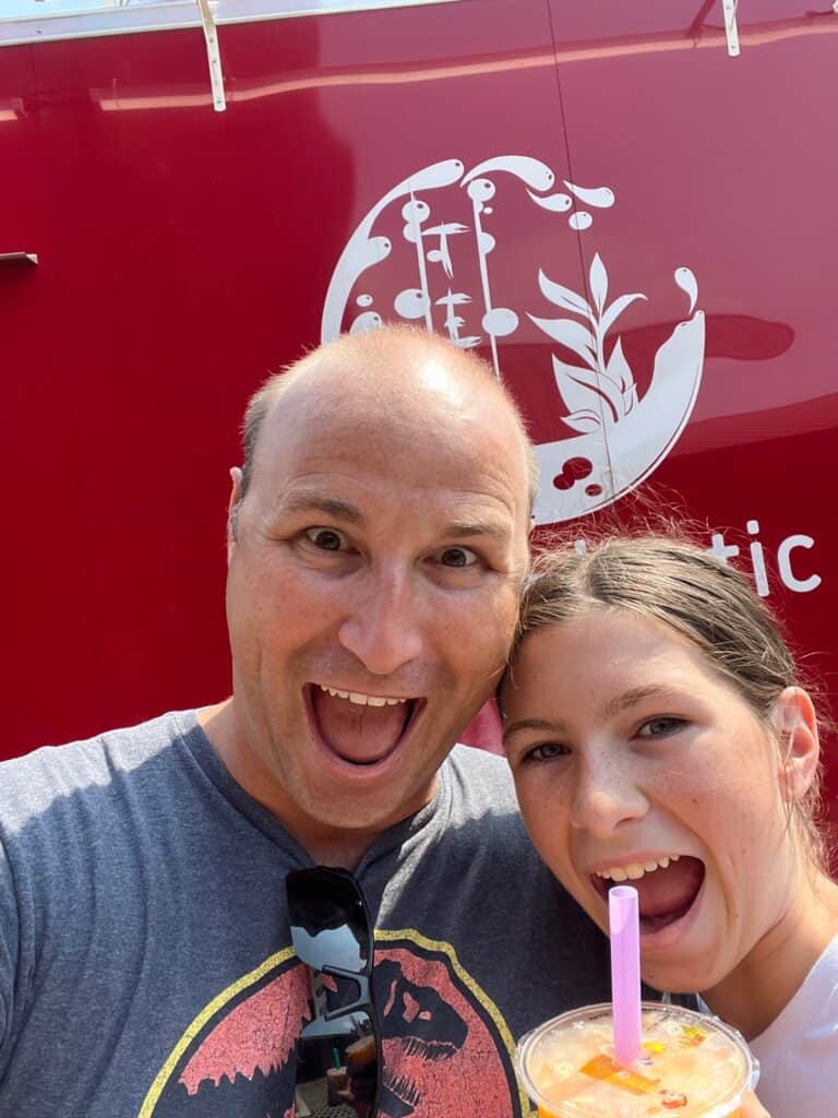 Brian and our daughter enjoying boba from Bobablastic.