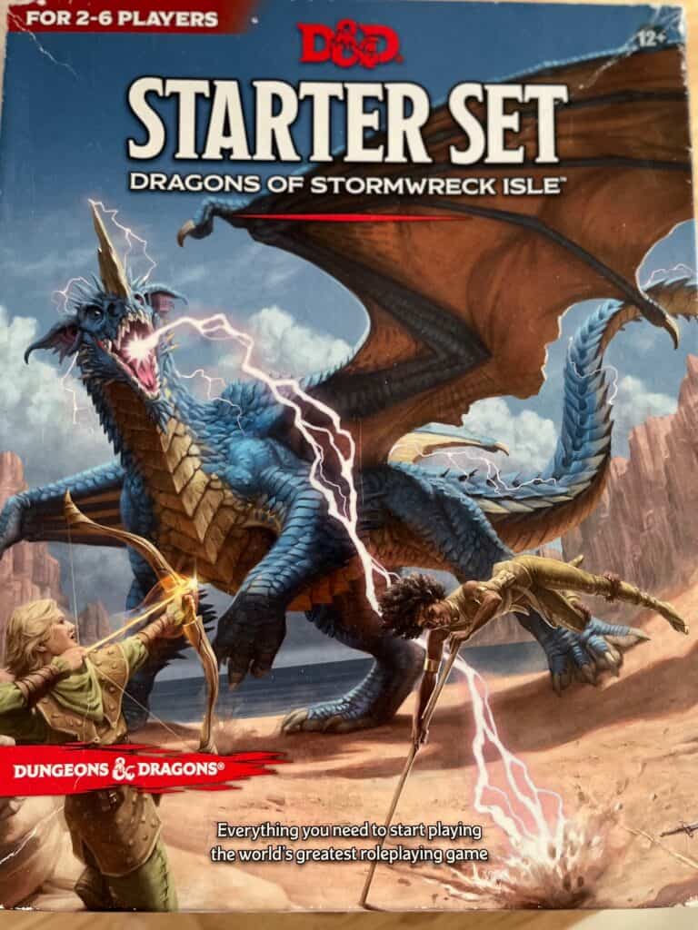 Photo of the cover of a Dungeons & Dragons Starter Set for Dragons of Stormwreck Isle.