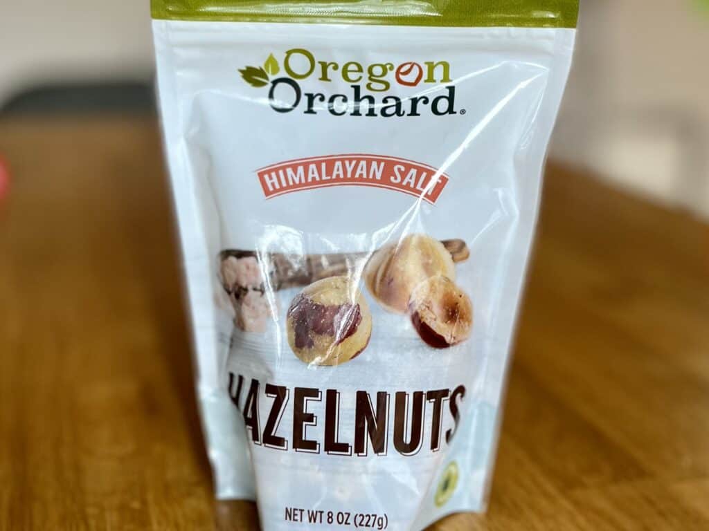 Bag of Oregon Orchard Hazelnuts flavored with Himalayan salt.