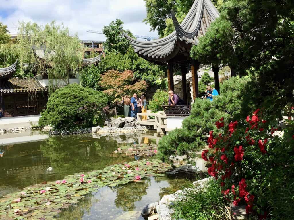 Lan Su Chinese Garden in downtown Portland. Oregon flower festivals.