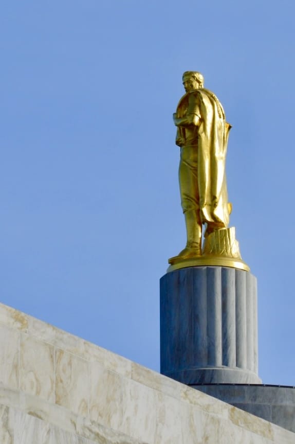 The Golden Pioneer atop the Oregon State Capitol