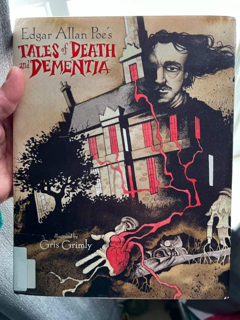 illustrated cover of Edgar Allan Poe's "Tales of Death and Dementia".