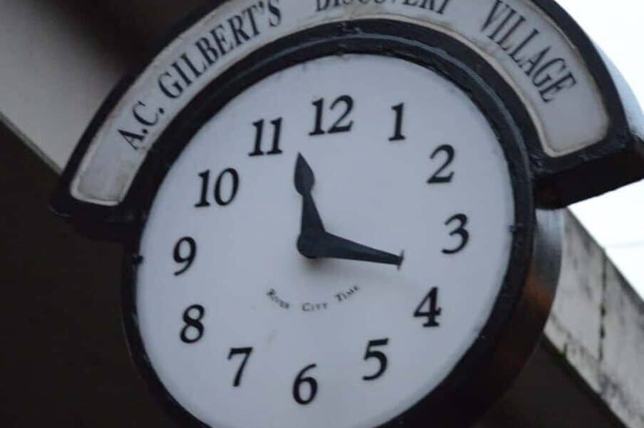 Black and white analog clock face.