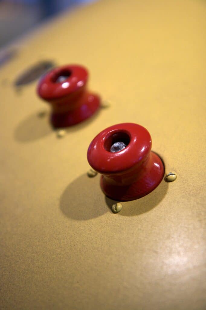 A close-up of the detonators for the Fat Boy bomb at Manhattan Project National Historical Park.