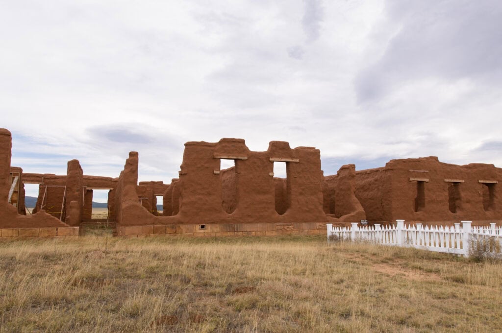 Adobe ruins stand as a monument to the importance of the Santa Fe Trail.