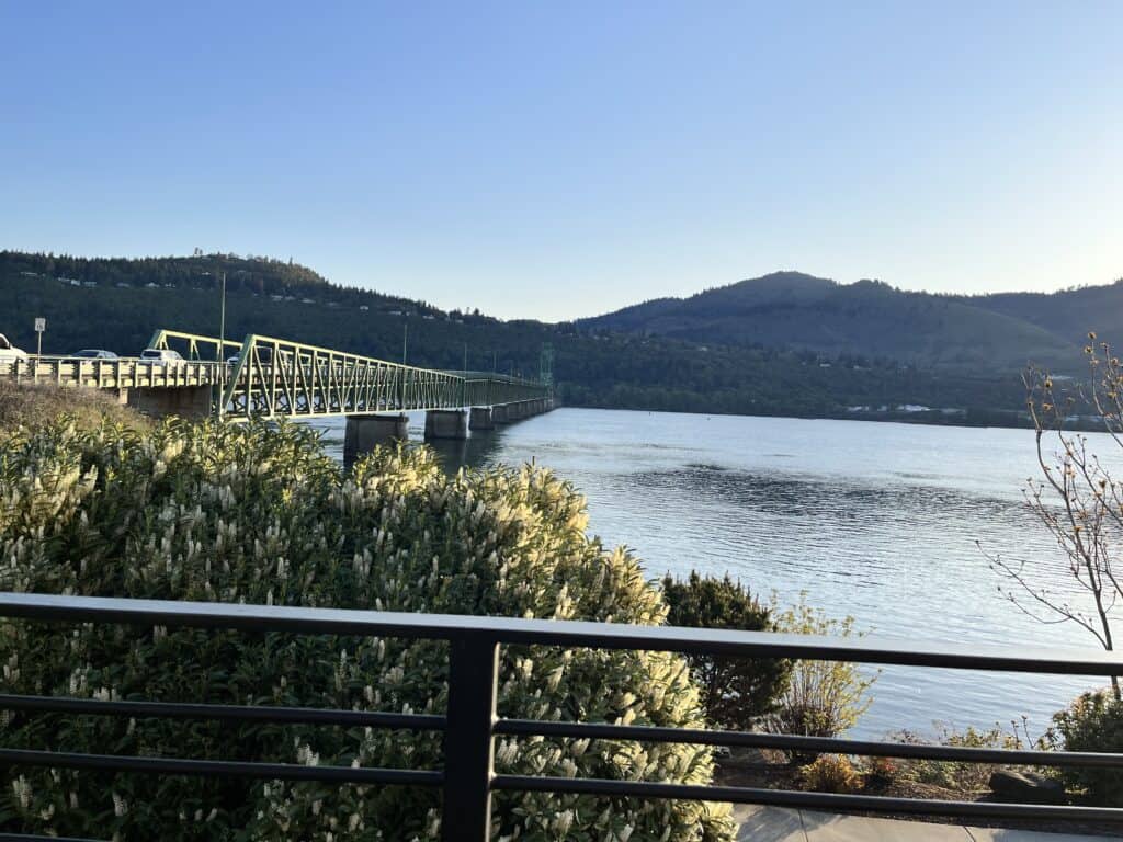 Morning view of Hood River White Salmon Bridge from the Best Western