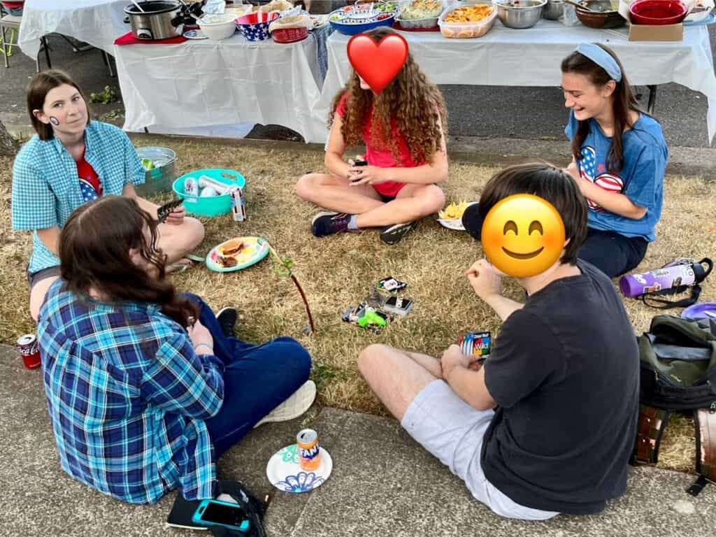 Our daughters and some teens picnicking