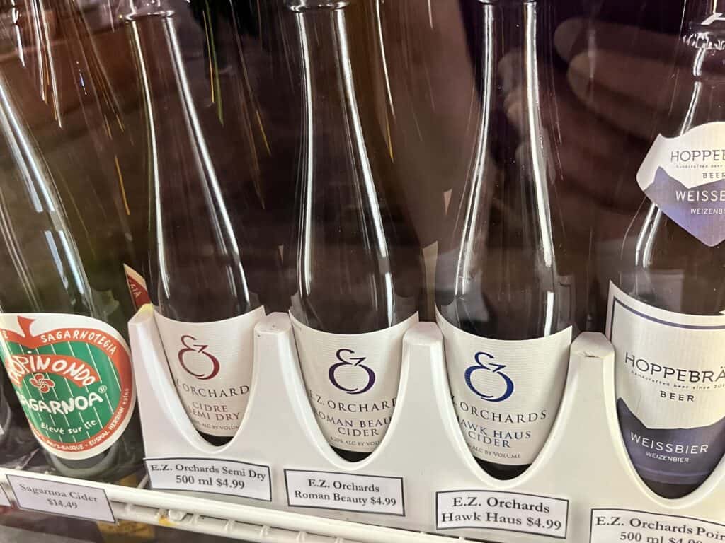 E.Z. Orchards ciders in bottles. 