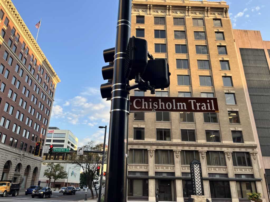 Douglas Street and Chisholm Trail in Wichita. One day itinerary Wichita Western Theme.