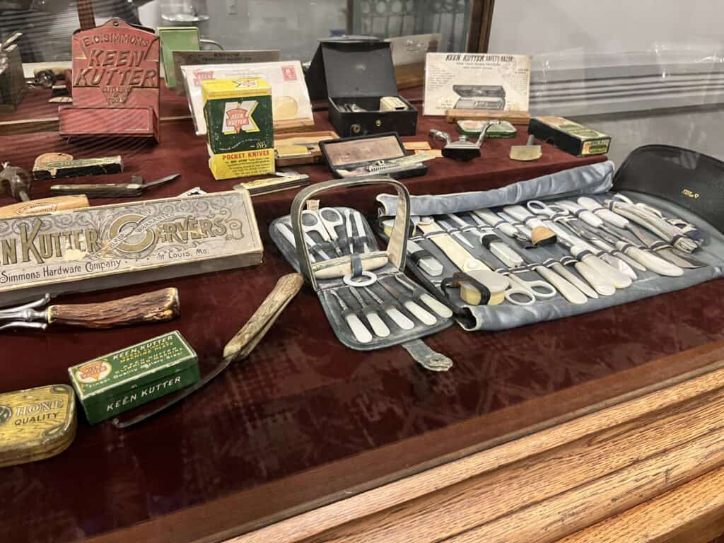 Display case with historic Keen Kutter tools