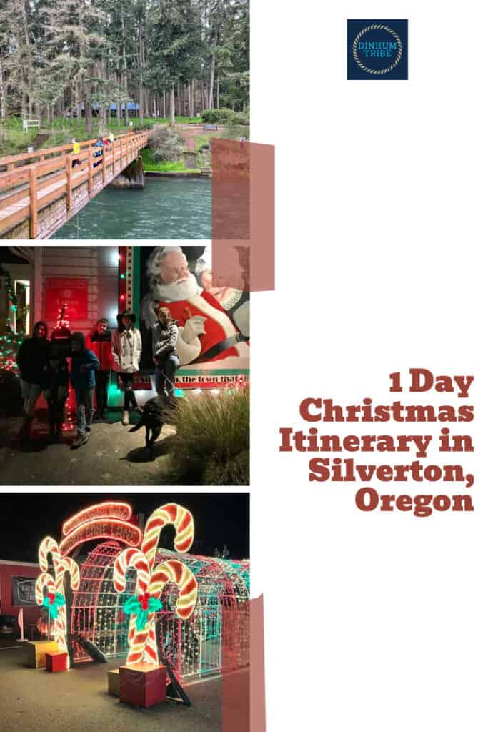 Pinnable image for 1 day Christmas itinerary Silverton Oregon