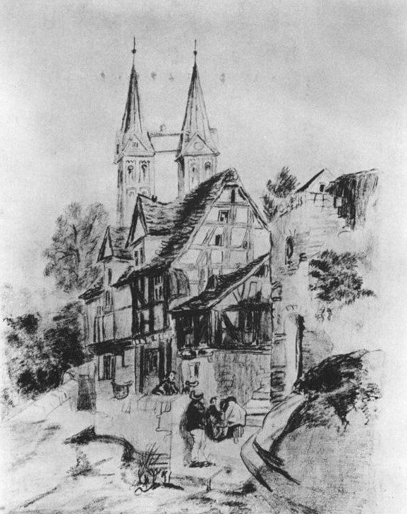 A sketch of a European town drawn by Ulysses S. Grant at Ulysses S. Grant National Historic Site.