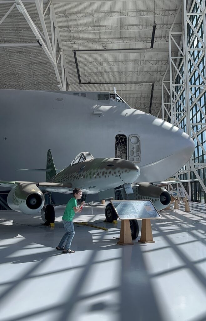 Our son stands underneath the enormous Spruce Goose at Evergreen Air Museum in McMinnville, Oregon.