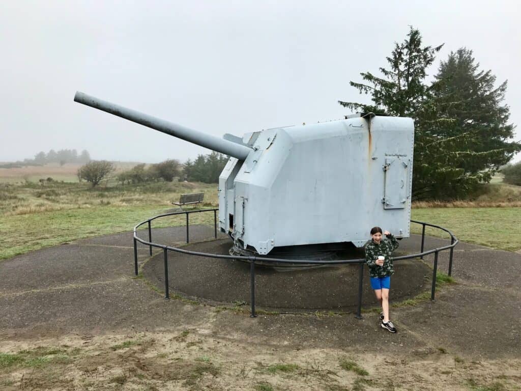 Our daughter was amazed at the size of the WW2 cannons at Fort Stevens.