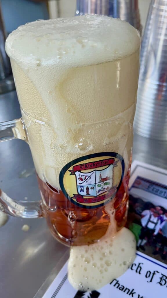 A local beer in a commemorative Oktoberfest mug