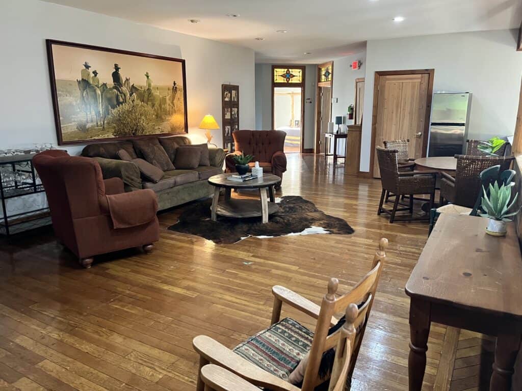 The second floor lounge at the Circle S Ranch.