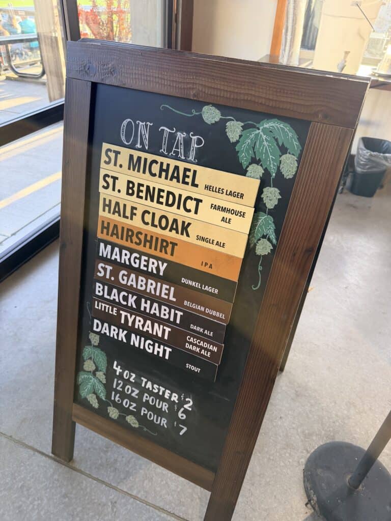 A chalkboard tap list.