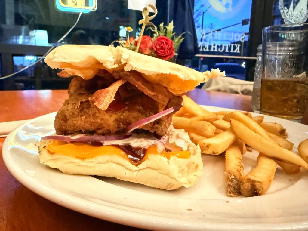 Chicken sandwich and fries