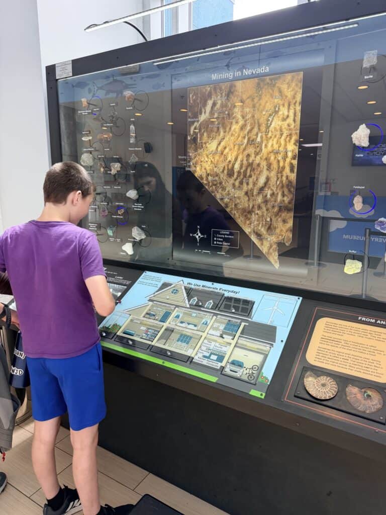 Our son studies the Nevada mining and minerals display.