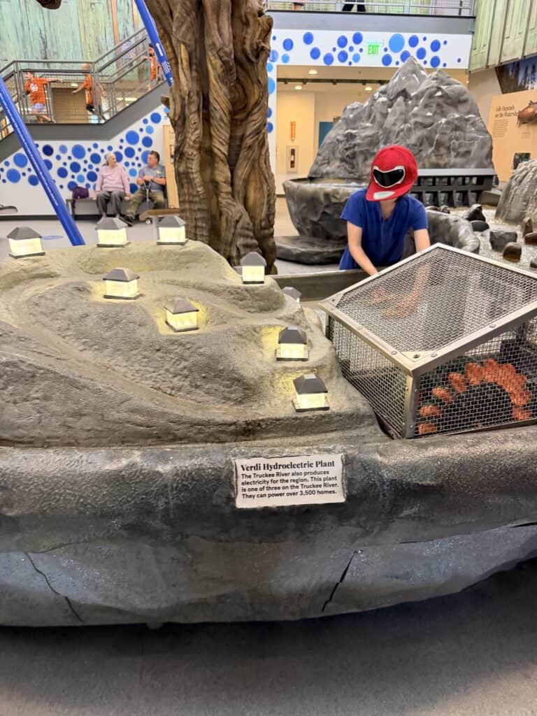 Model of the Verdi Hydroelectric Plant at the Truckee Connects exhibit inside The Discovery.